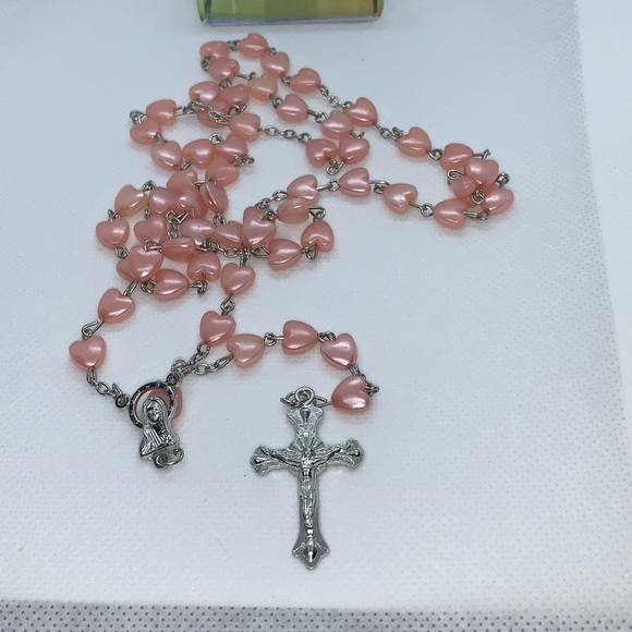 Catholic porcelain white rosary prayer necklace, - Picture 6 of 7